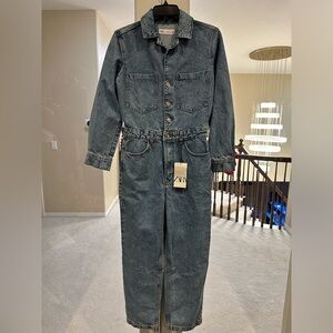 SOLD!! NWT ZARA Denim Jumpsuit. Size small.